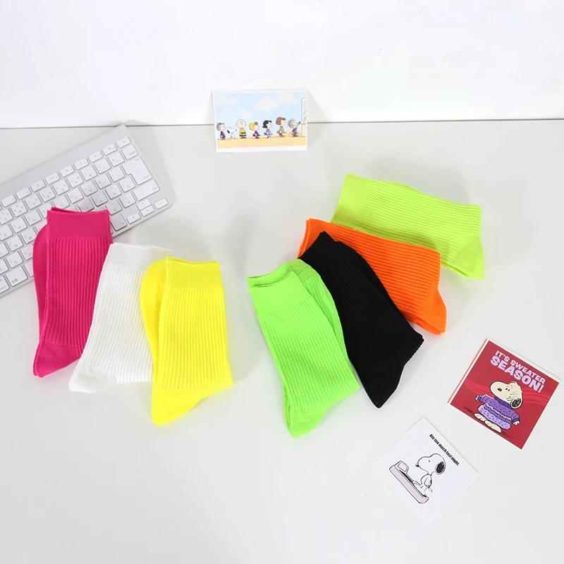 Vibrant Neon Men's Crew Ribbed Socks