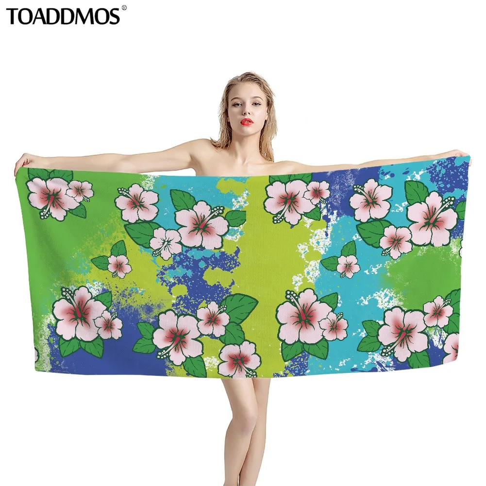 

TOADDMOS Polynesian Tropical Hibiscus Print Bath Towel for Men Women Large Microfiber Beach Towels Soft Adult Bath/Terry Towels
