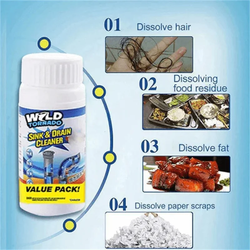 110g Powerful Sink Drain Cleaner High Efficiency Clog Remover Kitchen Sewer Power Pipe Channel Powder Cleaning Tools