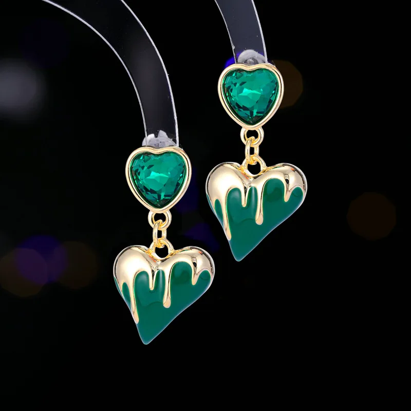 Trendy Irregular Bleeding Red Heart Earrings Symbol of Lost Love Jewelry