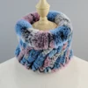Winter Women Real Fur Handmade Stretch Fur Scarf Knit Genuine Rex Rabbit Fur Headbands Girls Natural Fur Ring Cowl Snood Scarves 6
