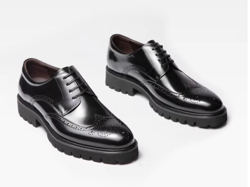 New Bullock men's shoes, business dress, leather shoes, leather, hand-carved flowers, thick-soled men's shoes fashion