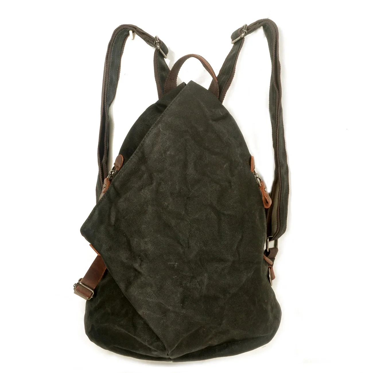 

Waterproof retro backpacker oil wax canvas men's bag with leather outdoor travel shoulder casual schoolgirl school