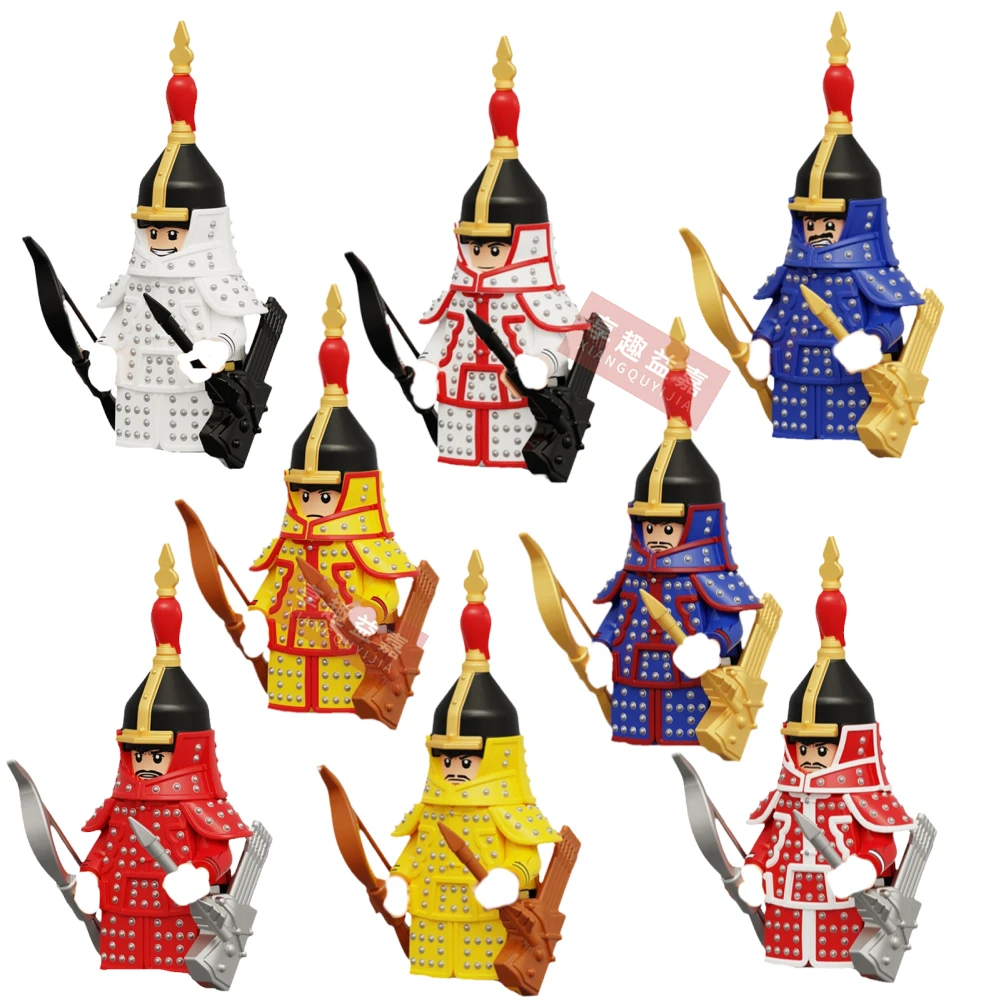

Ancient Warrior Uniform Qing Dynasty Eight Banners Soldiers Military Building Blocks Figures Bricks Toys Gift For Children