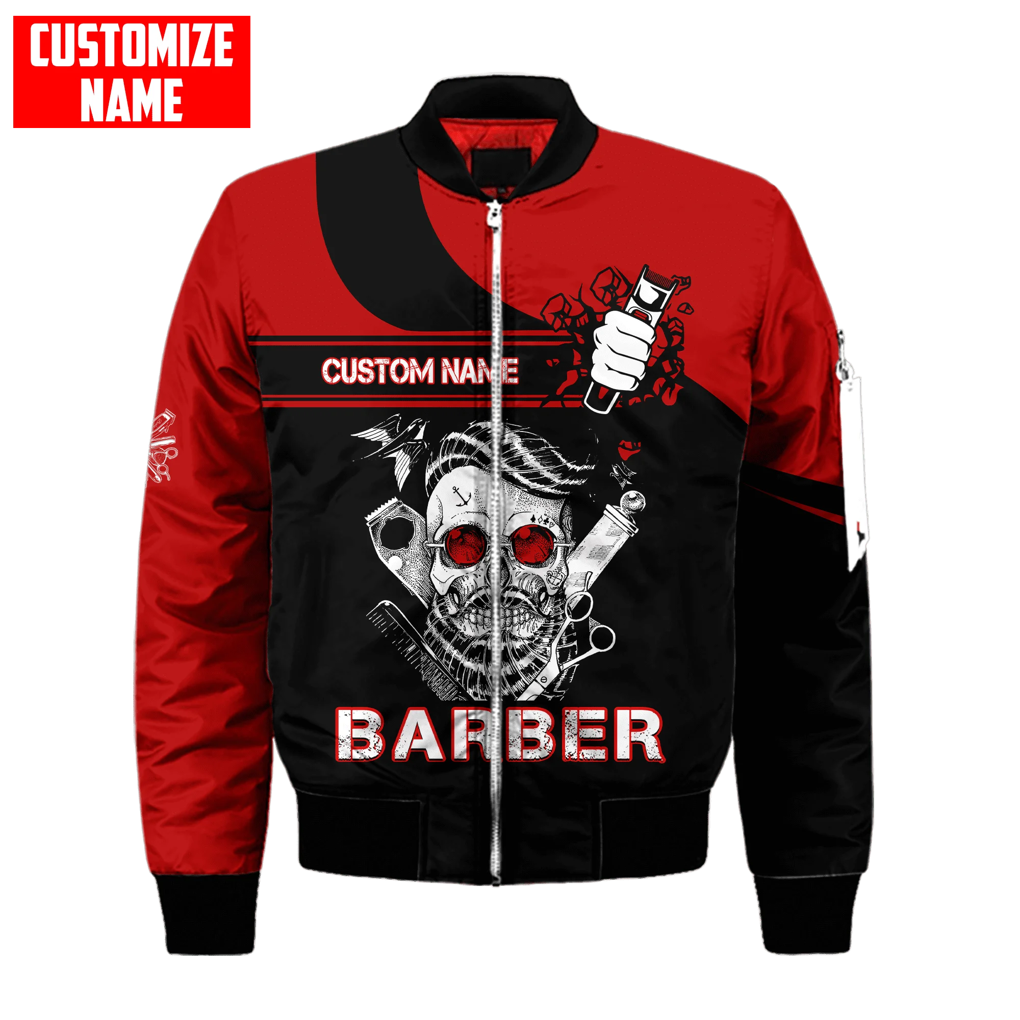 PLstar Cosmos Winter Herren Bomberjacke Personalisierter Name Barber 3D-gedruckte warme Reißverschlussjacke lässiger Unisex-Jackenmantel FX-12 – Detail 13