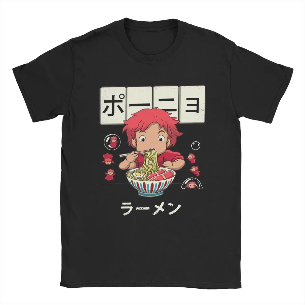 Ponyos On The Clips Maglietta Ramen Per Uomo T-Shirt Casual In Puro Cotone T-Shirt Girocollo Manica Corta Abbigliamento Idea Regalo