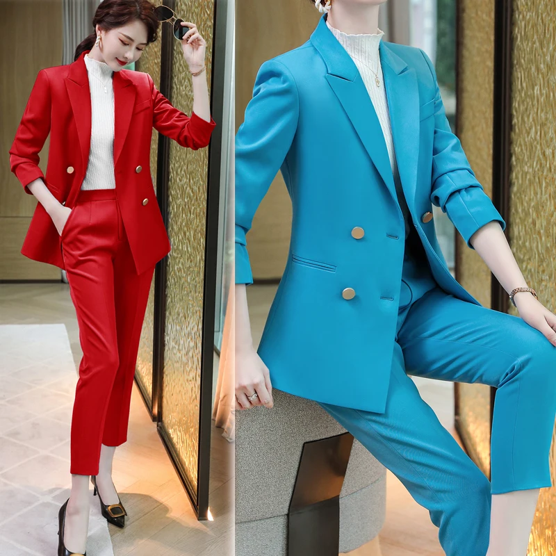 Korean Spring Formal Ladies White Blazer Women Business Suits with Sets Work Wear Office Uniform Pants skirt Jacket Ruffle Suit