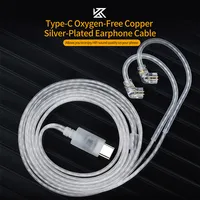 KZ Earphones Cable OFC Silver Plated Upgrade Cable Wire Type-c 2PIN Cables Microphone Optional