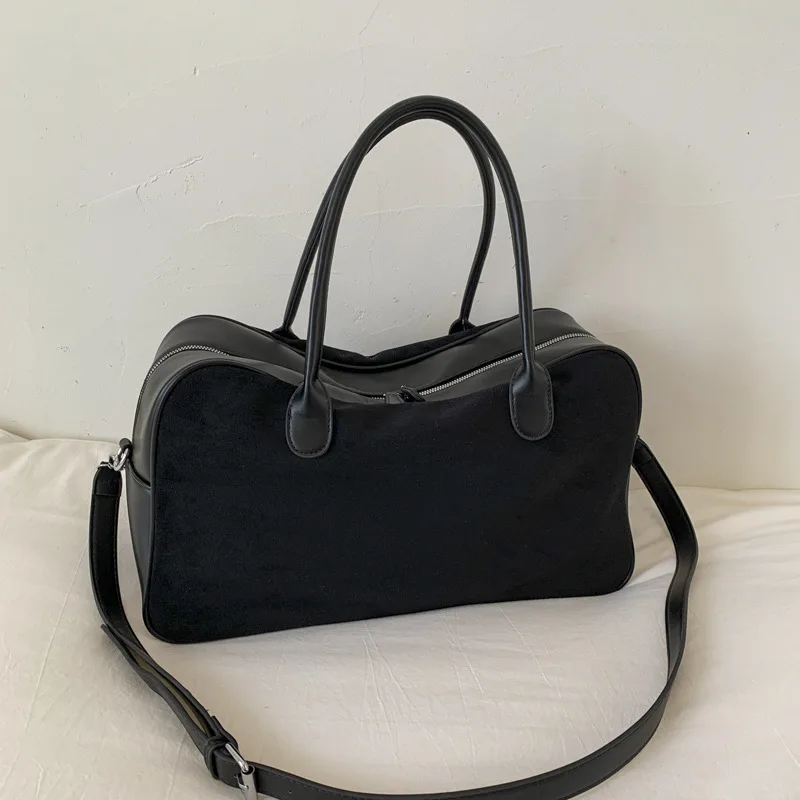 Faux Suede Solid Color High Quality Fashionable Versatile Handbag 2025 Women's Product Hot Selling Large Capacity Shoulder Bag