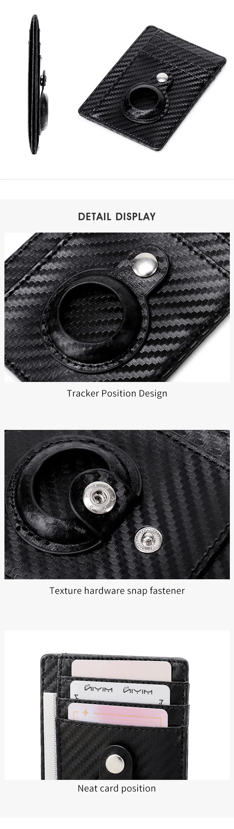 MIYIN Ultradünne, minimalistische Vordertasche mit RFID-Abschirmung, kleines und tragbares Airtag-Kreditkartenetui für Damen und Herren – Detail 10