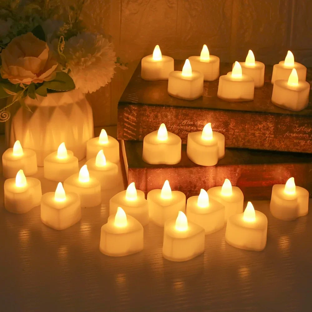 12/24PC Flameless LED Tea Lights Electric Tealight Fake Candles Battery  Operated Flickering LED Candle For Holiday Wedding Party - AliExpress