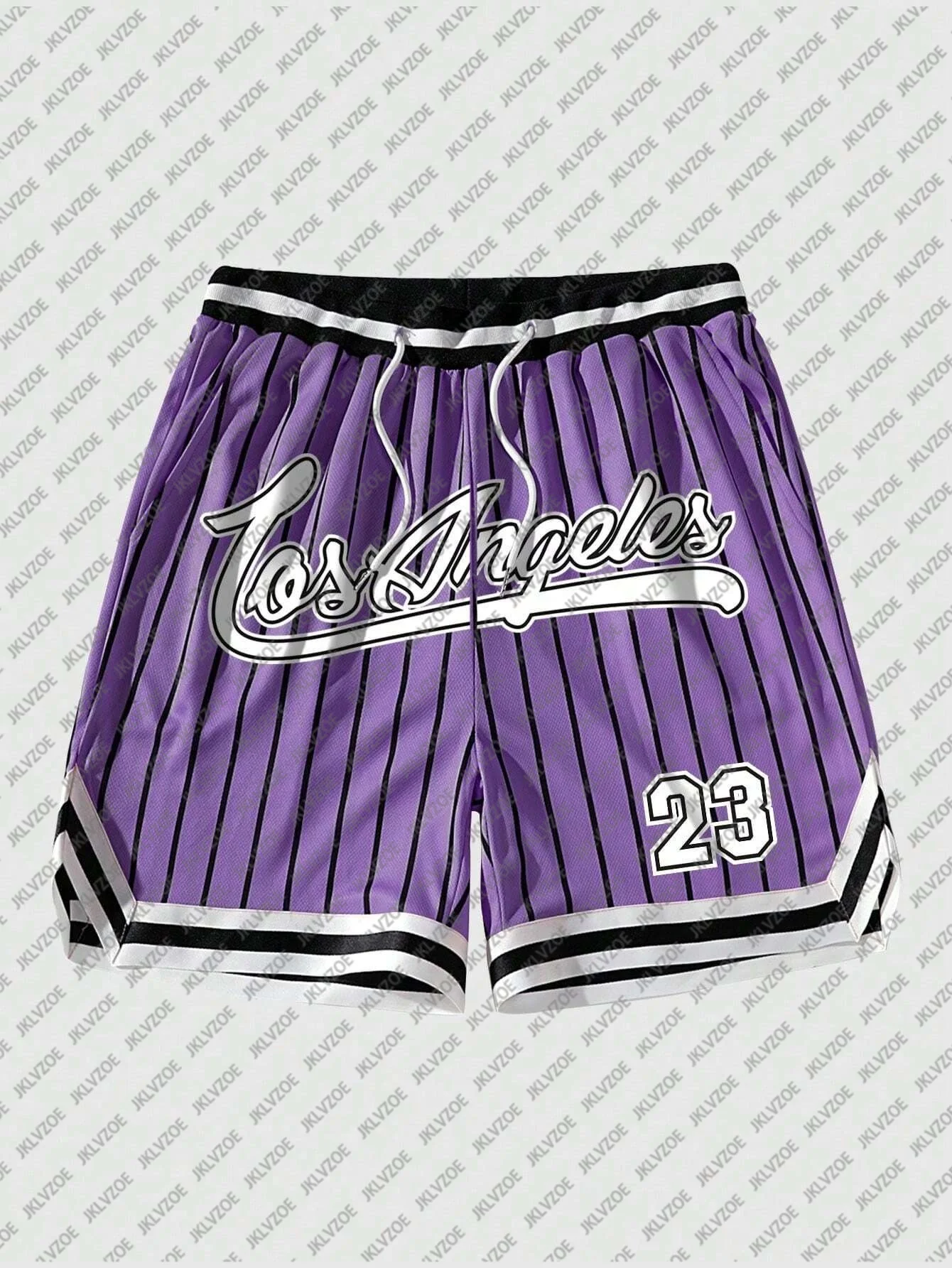 Bermuda Shorts Los Angeles 23 Men Women Unisex Loose Drawstring Quick Dry Striped 3D Print for Summer