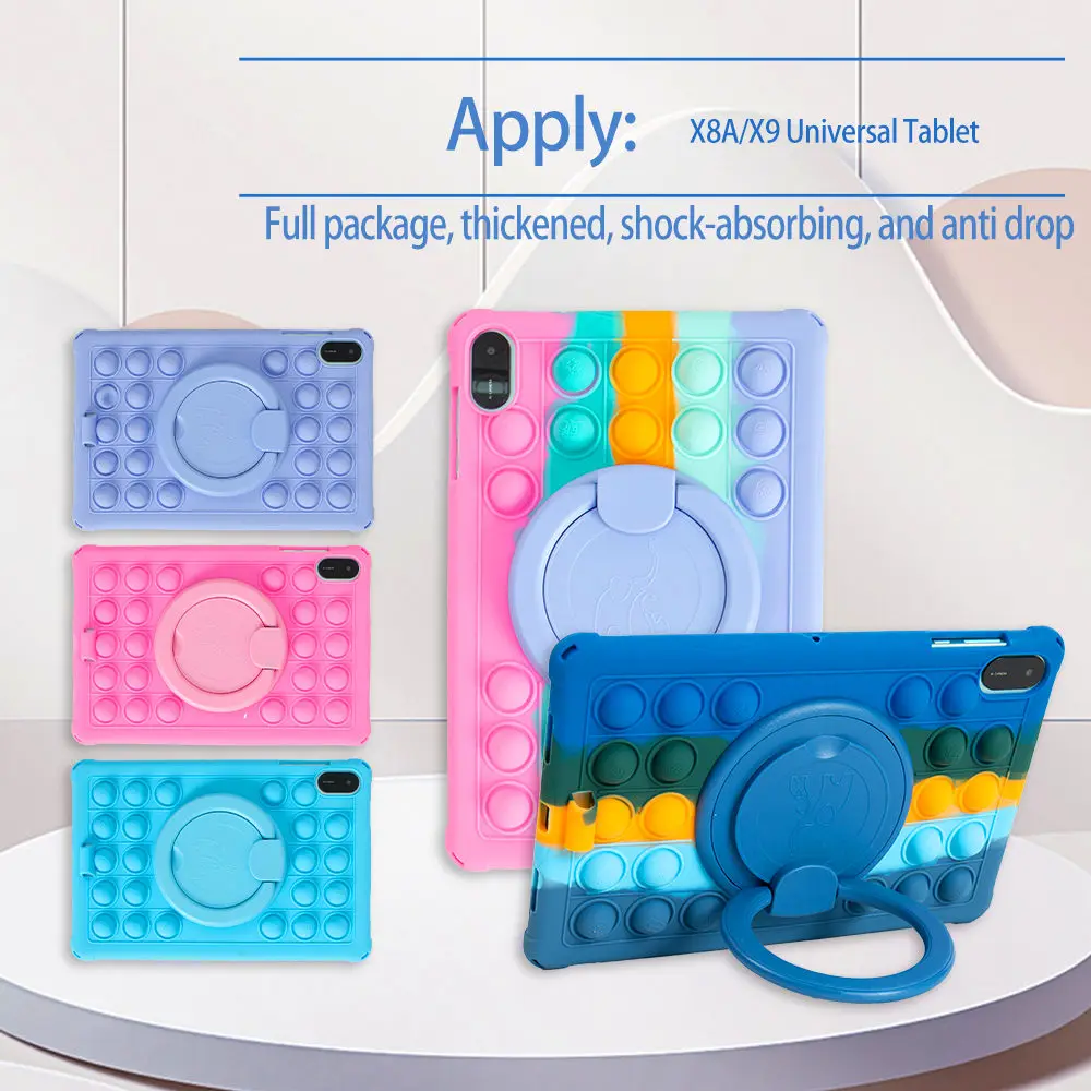 Bubble Pop Rotating Soft Silicone Case - Kids Safe Tablet Stand Cover