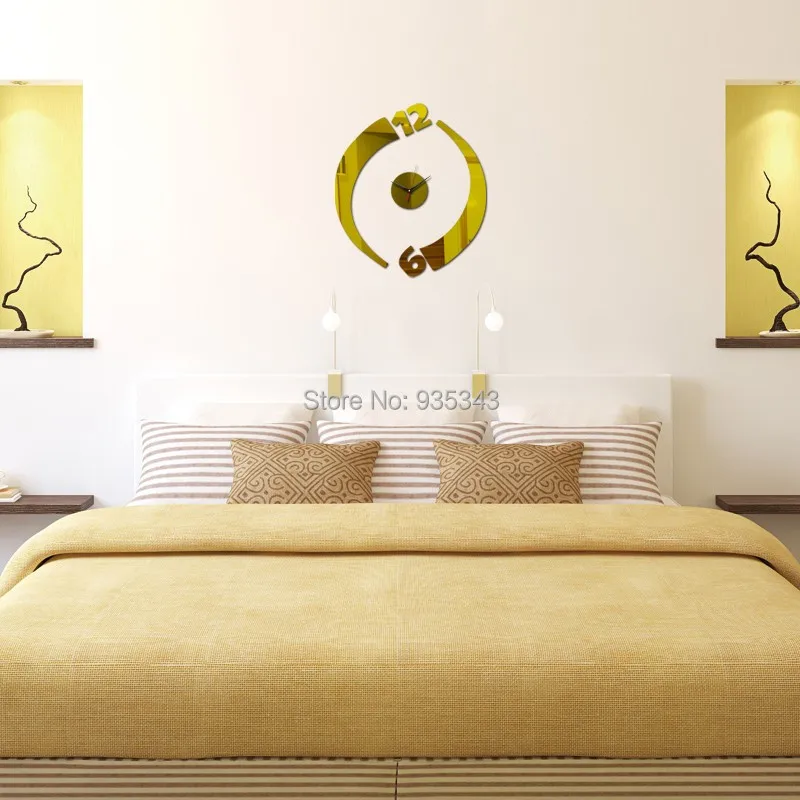 Creative Simple Modern Watch Quartz Wall Clocks Home Decoration Acrylic Mirror Sticker 3D DIY Living Room Art Mural