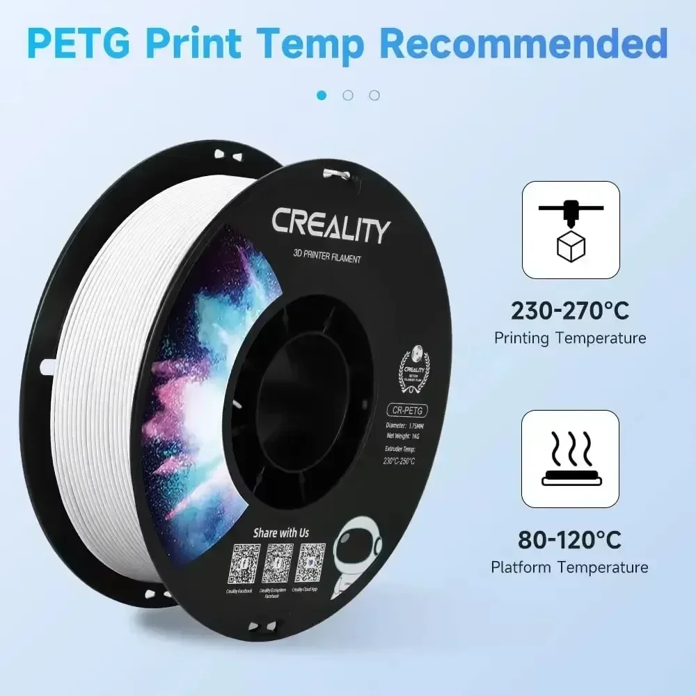 Creality Premium PETG 3D Printing Filament - 1kg Spool, 1.75mm Diameter