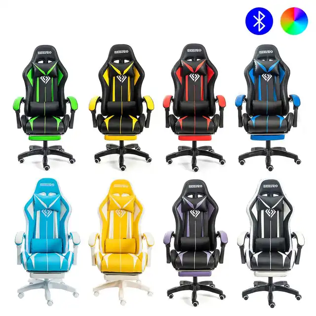 Office Chair Gamer Computer Chair Ergonomic Swivel 2 Point Massage Recliner Bluetooth Speaker 2