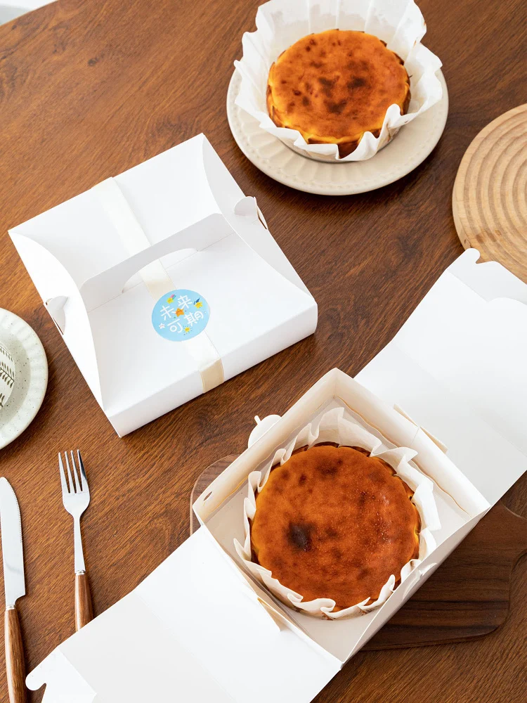 Pure White Mousse Cheese Bask Box Cake Paaging Box Handheld Cookie Western Pastries Box 0 Sets 6 Inch 8 Inch Cake Boxes