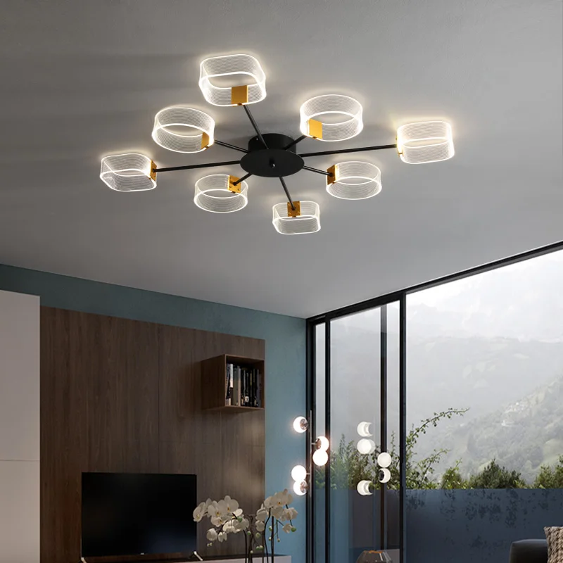 YEBMLP Modern Industrial Style Ceiling Light Indoor Decor Black Simple Chandelier Parlor Dining Bedroom Popular Ceiling Lamp New