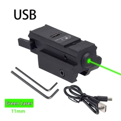 Tactical Red Dot Green Laser Sight for Handguns and Rifles with Picatinny Rail (USB Green 11mm)