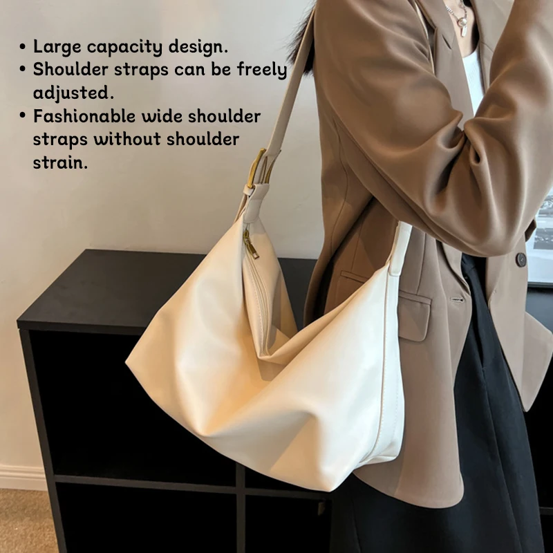 Women's Bags Soft Leather Single Shoulder Bag Designer Style Tote Bags Large Capacity Student Commuting Underarm Crossbody Bag