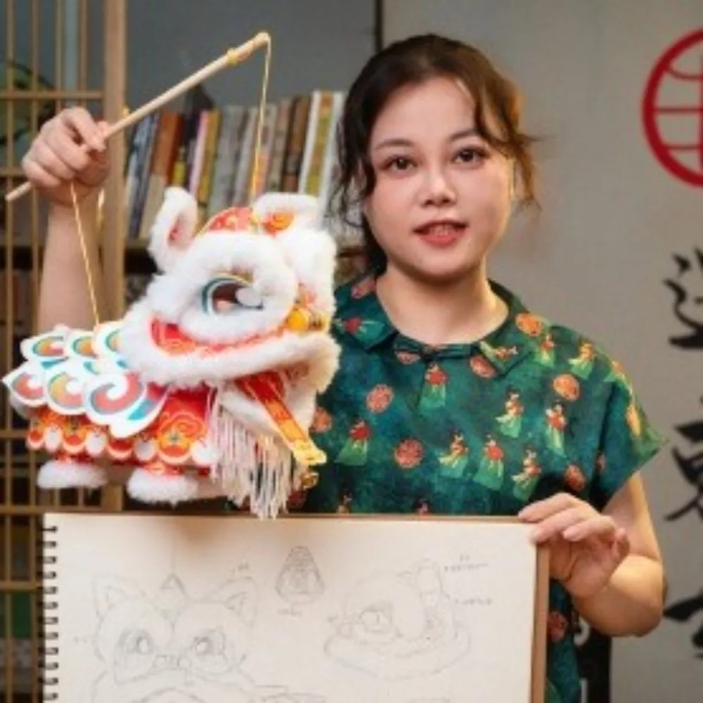 2026 New Year Lion Dance Lantern Waterproof Ancient New Year Lantern Handheld with Tassel Handmade Lantern Childrens Craft