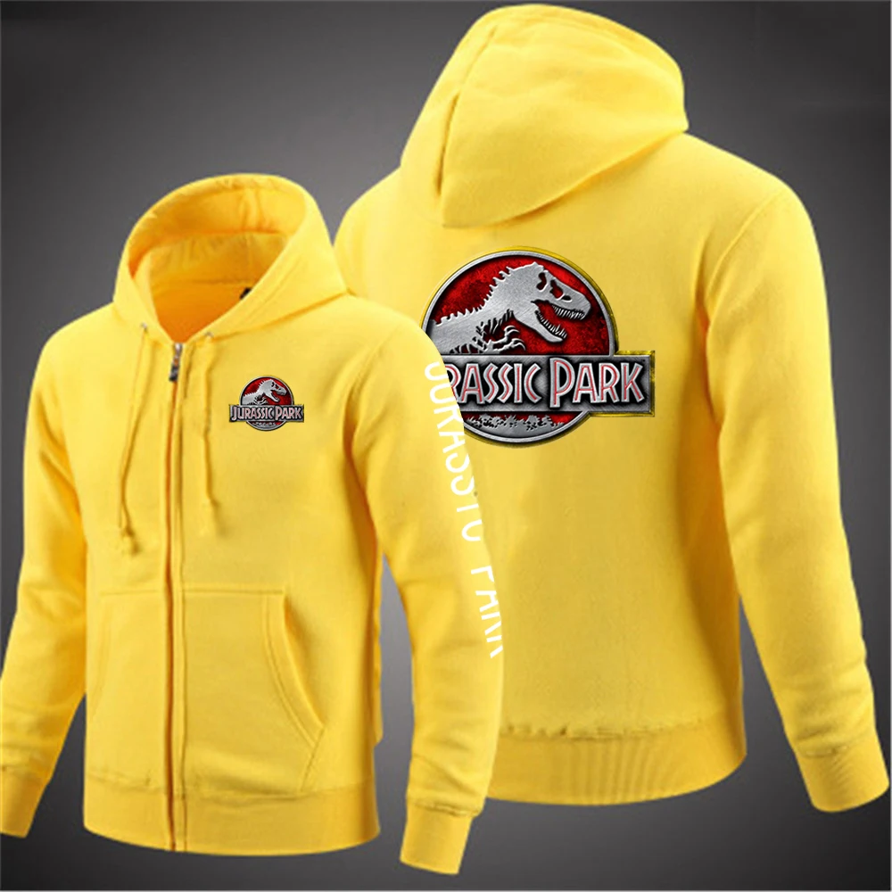 2023 New Men Jurassic Park Spring and Autumn Popular Streetwear Top Casual Comfortable Solid Color Zipper Pullover Printing Coat