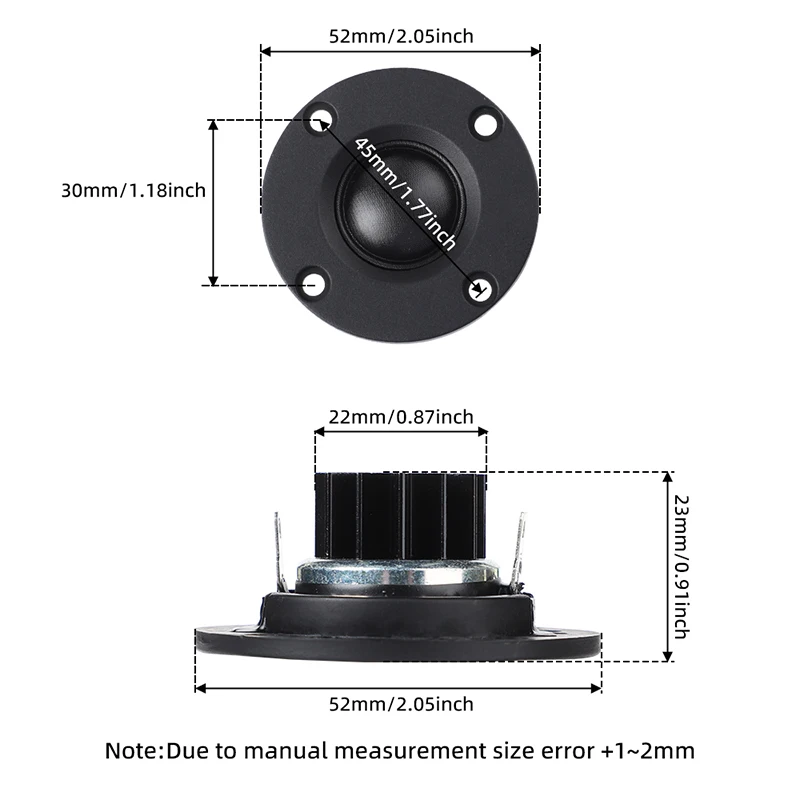 2Pcs/lot 52MM 6 Ohm 30W Dome Silk Film Tweeter Speakers ABS Titanium Treble Audio Portable Loudspeaker Aluminum Radiator