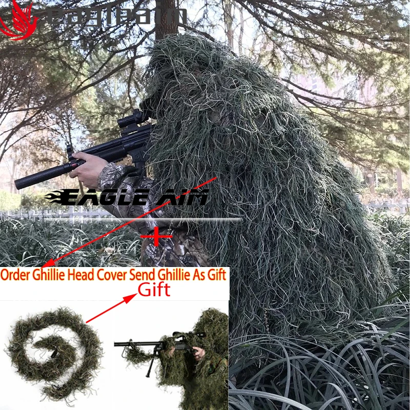 Couverture camouflage Ghillie 80x90cm pour pêche à l'affût - Tissu tricoté main naturel