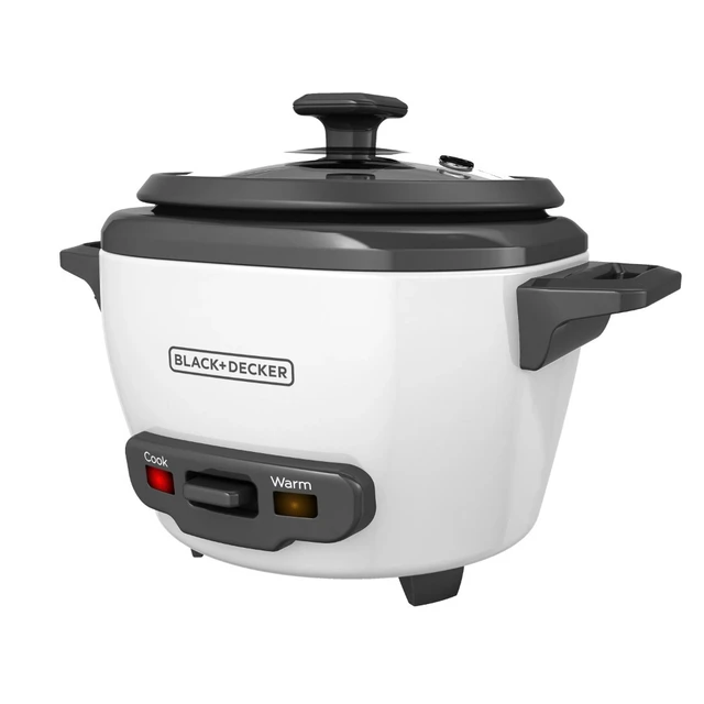 BLACK+DECKER Rice Cooker 6-Cup (Cooked) with Steaming Basket, Removable  Non-Stick Bowl, White