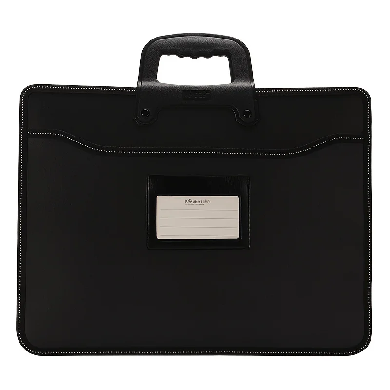 Leather Briefcase File Information Bag Portable A4 File Bag with Multiple Layers for Office, School, Travel