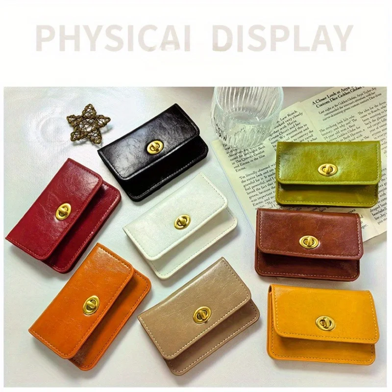Retro Chic PU Leather Coin Purse and Card Holder - Women's Fashion Accessory