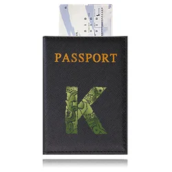 Waterproof Black Leather Passport Holder with Customizable Engraving (Engrave image K)