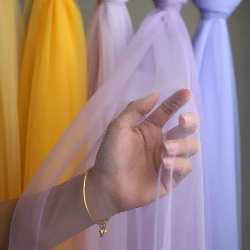 Lilac and Yellow Soft Tulle Fabric for Creative DIY Projects and Elegant Decor