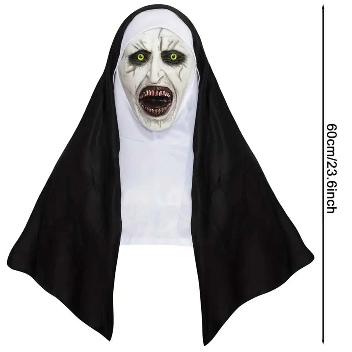Horror The Nun Mask Cosplay Scary Bloody Demon Ghost Face Latex Masks With Headscarf Halloween Party Costume Props Deluxe