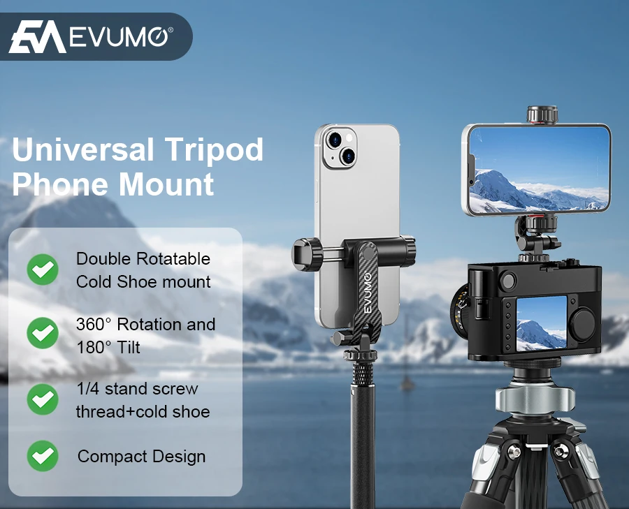 PM11 Portable Phone Mount Holder Clamp Dual Cold Shoe Rotatable Digtal Camera Br