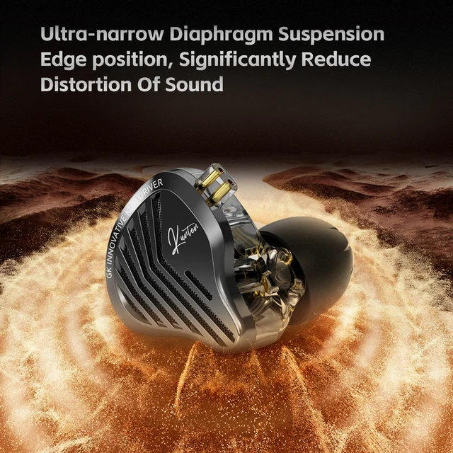 GK KUNTEN Dynamic Drive Heavy Bass Earbuds HIFI Sports Metal Headphones Detachable 2PIN Compatible with KZ Zenith EDX PRO