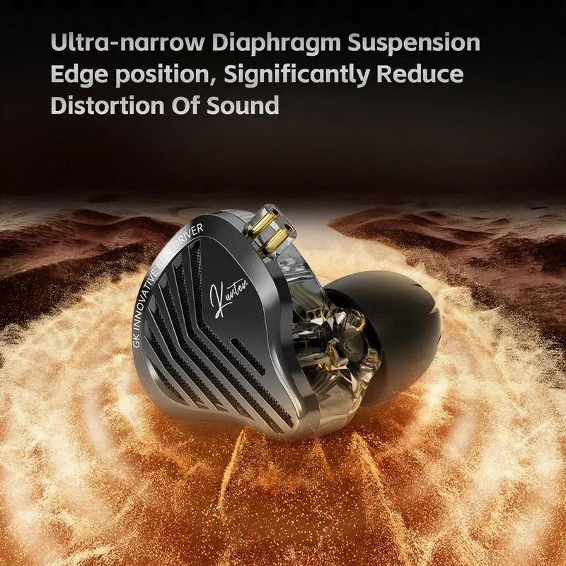 GK KUNTEN Dynamic Drive Headphones HIFI Heavy Bass Earbuds Sports Metal Headphones Detachable Headphones 2PIN KZ Zenith EDX - Image 6