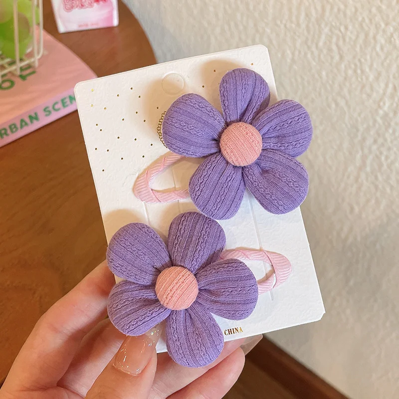 2PCS Neue Nette Einfache Stoff Blume Baby BB Clips Mädchen Haarnadeln Haar Clips Kinder Headwear Kinder Haar Zubehör – Detail 15