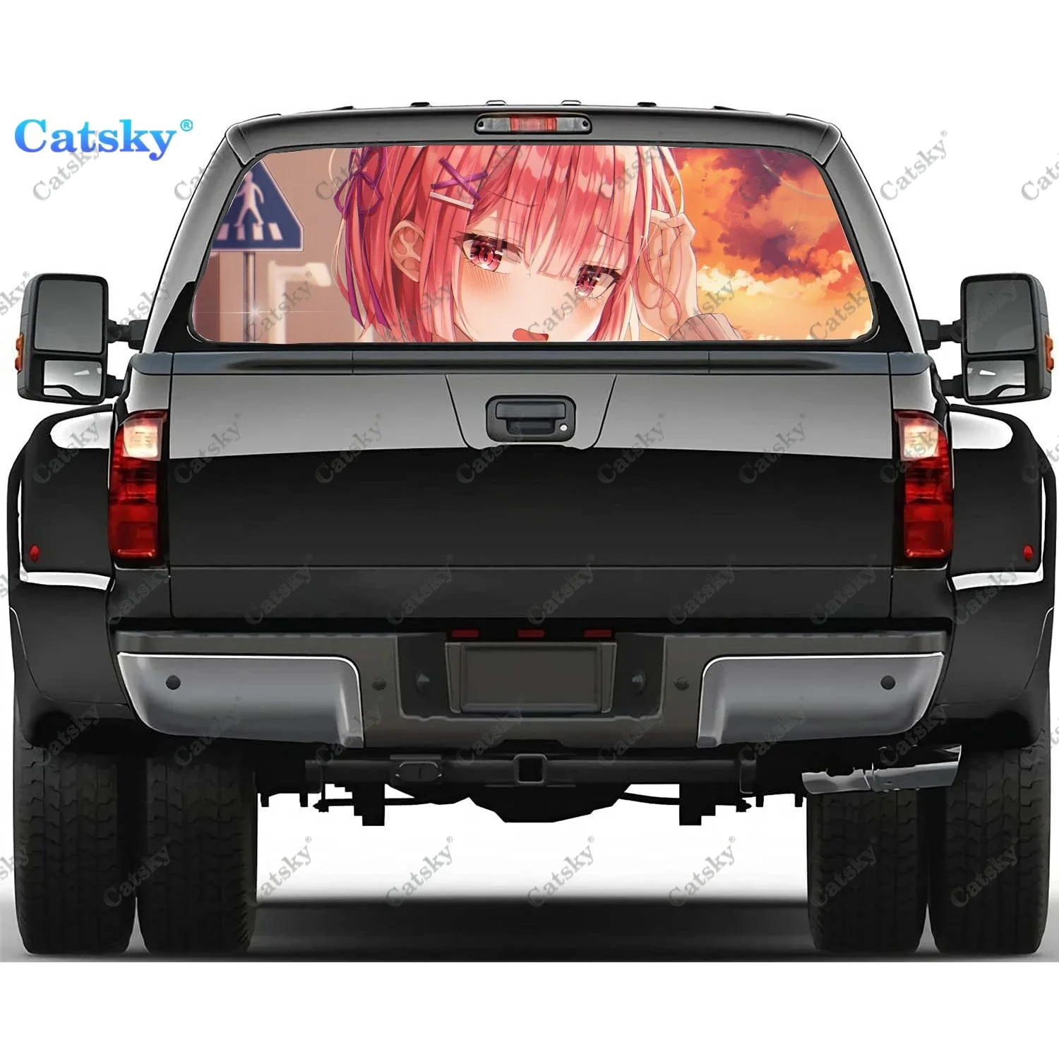 

ReZERO -Starting Life Rear Window Decals for Truck,Pickup Window Decal,Rear Window Tint Graphic Perforated Vinyl Truck Sticker