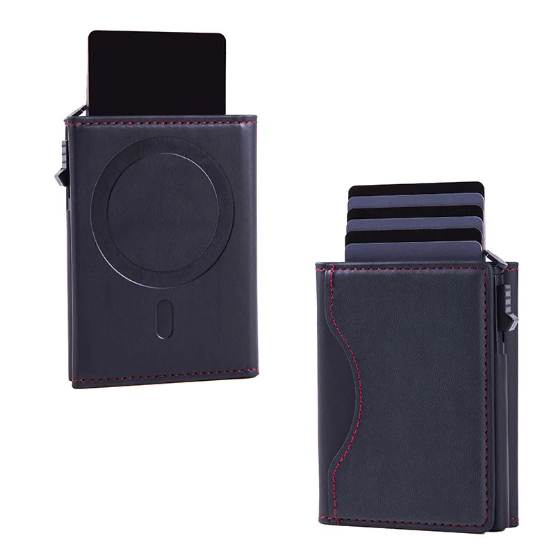 Luxury Magnetic Elastic Leather Wallet Card Holder with Card Slots