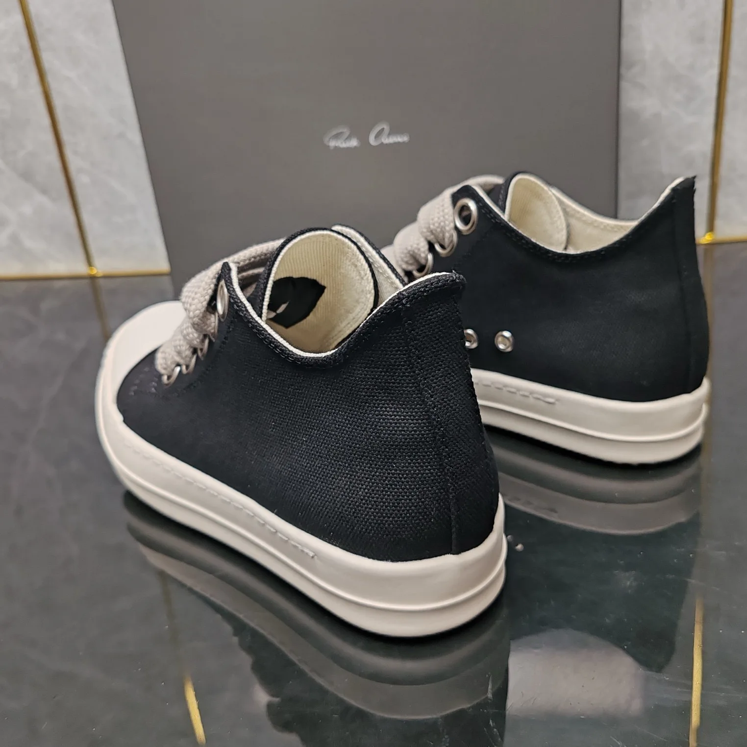 Rick shoes sneakers women's flat shoes low black 2024 new sneakers men's thick lace casual Joker student couple 4