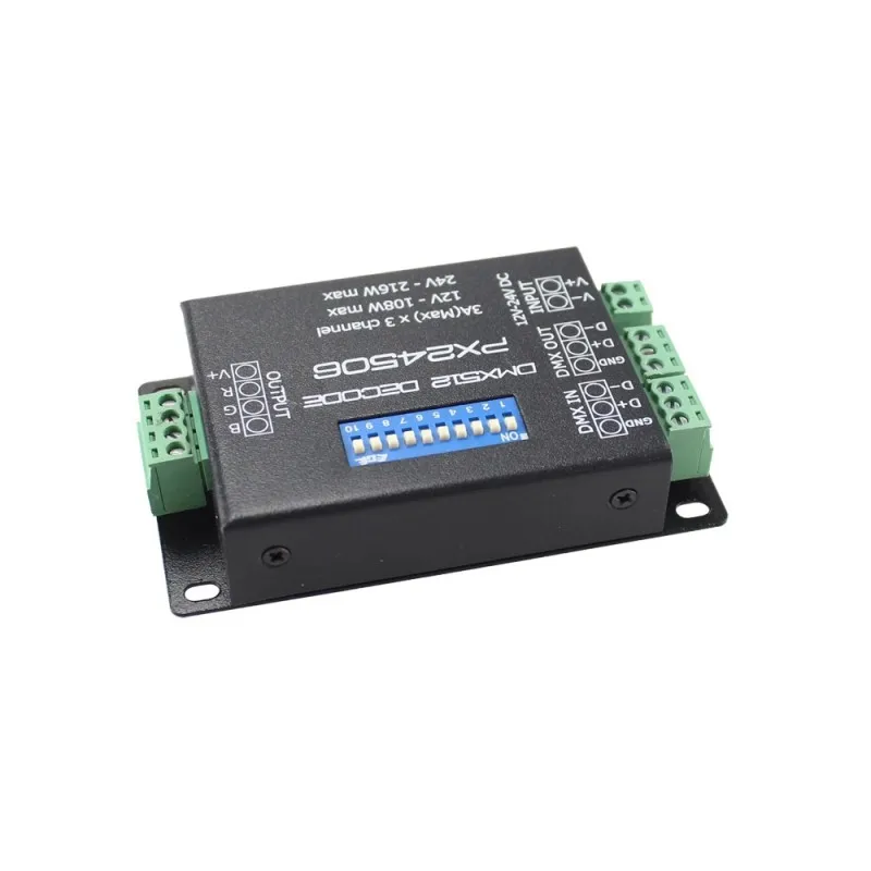 DC12V-24V PX24506 DMX512 Decoder 9A 3CH RGB Dimmer LED Controller Driver for Colorful Light Strip Module Stage Light Bar Lamps