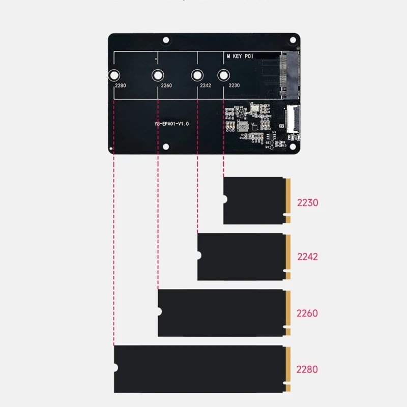 PCIe to M.2 NVMe Solid Disk Adapter Offers Flexible Storage Expansion Support 2230 2242 2260 2280 Disks For RPi 5 Board