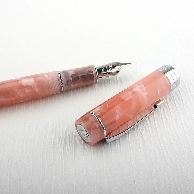 Jinhao 100 수지 분수 펜 다채로운 아크릴 실버 클립, 고급 펜촉, F/0.5mm, 쓰기 학교 문구 선물, 사무용품
