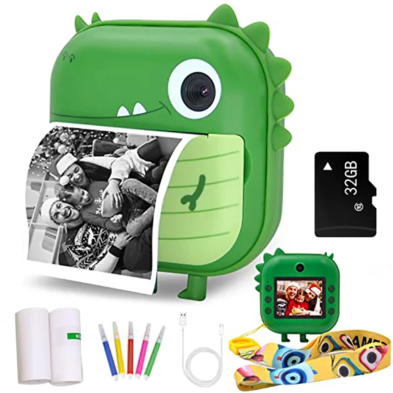 Fotocamera Digitale Per Bambini 1080P Con Doppia Lente, Schermo 2,4'', Scheda 32GB, Custodia Antiurto - Regalo 3-12 Anni