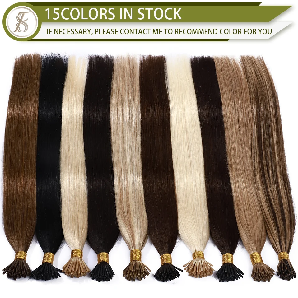 TESS I Tip Hair Extensions 50pcs Keratin Fusion Microlink Hair Extensions Human Capsule Pre Bonded Stick Brown Natural