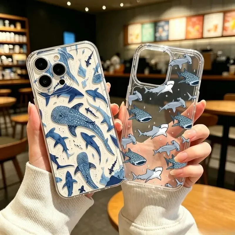 Ocean Shark & Whale Print Phone Case