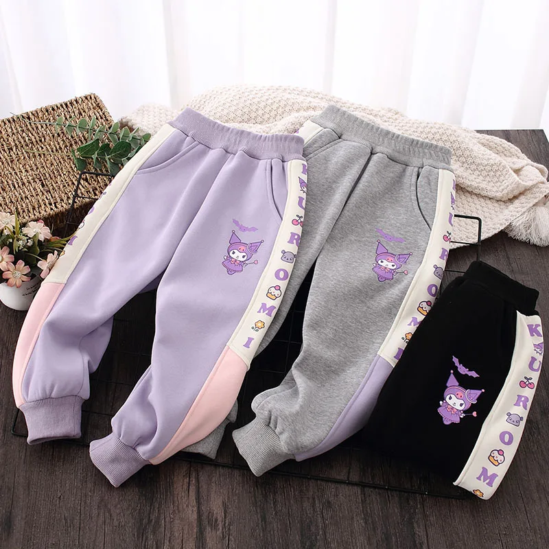 

Kawaii Sanrio Children Trousers Kuromi Cute Anime New Outdoor Running Warm Casual Pants Kids Toys Ins Creative Girls Funny Gifts