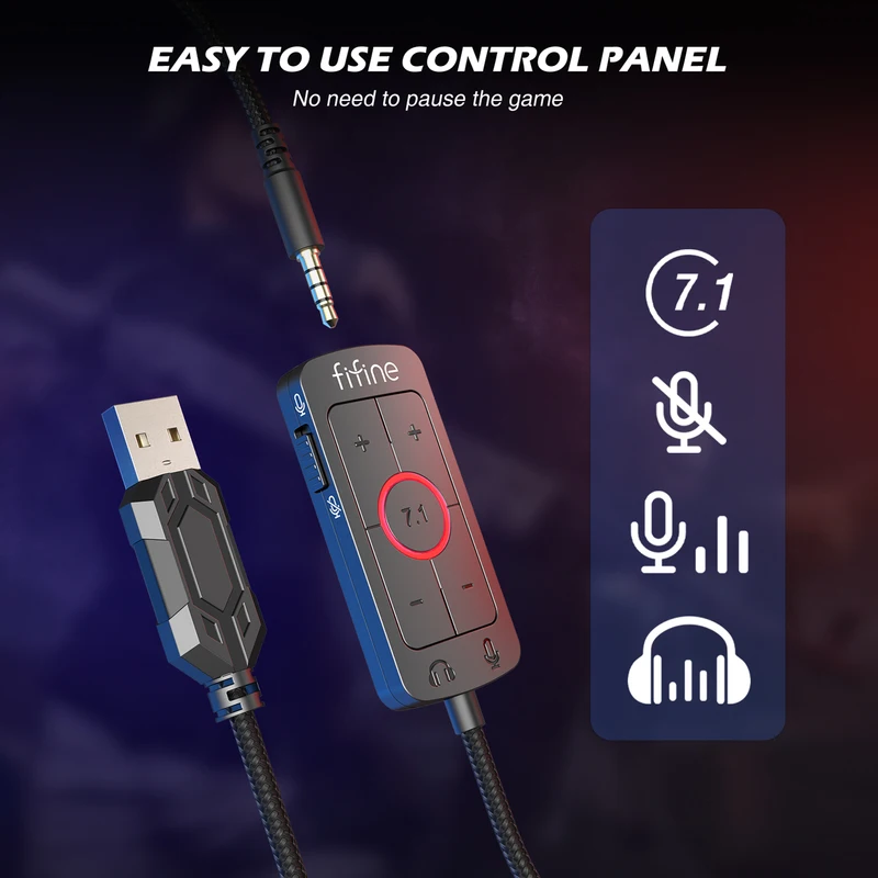 FIFINE Headset,3.5 mm jack&USB Headphone with 7.1 Surround