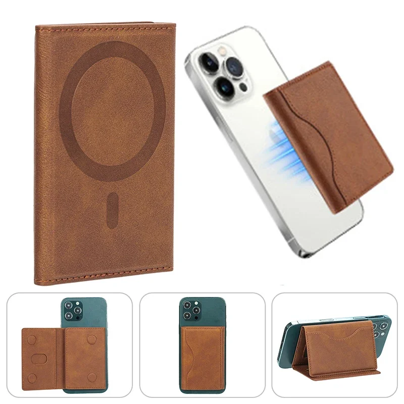 Portafoglio Magnetico a Tre Pieghe in Pelle PU, Porta Carte Magnetico per iPhone 16 15 12 13 14 Pro Max Plus Mini - immagine 2